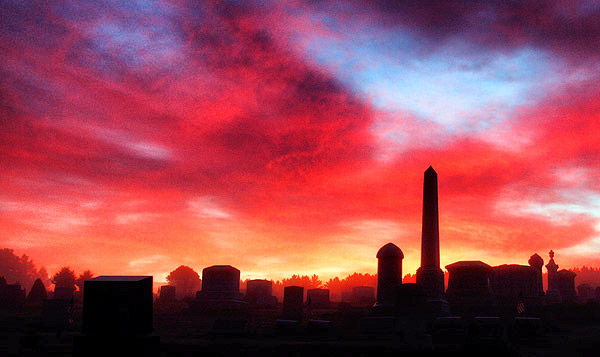 Graveyard, cemetary at dawn, Vermont, New England