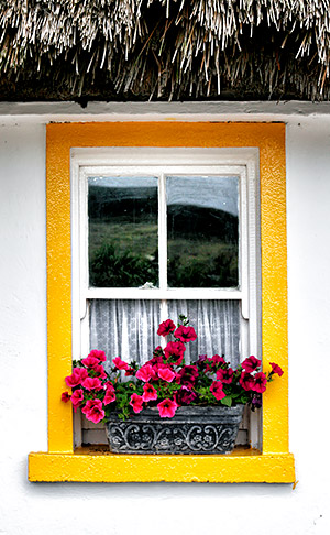 Window in thatched cottage, County Clare, Ireland