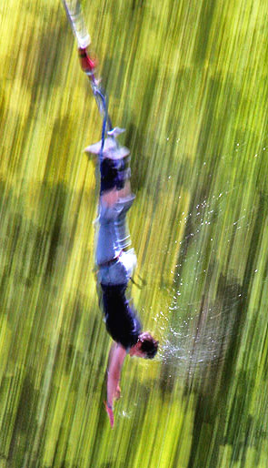 Bungee jumping at the original source, South Island, New Zealand photo tour image