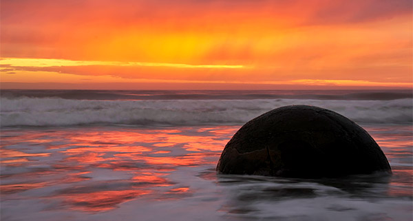 Moeraki Boulders at dawn, South Island, New Zealand photo tour image
