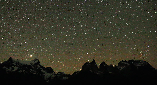 Patgonia: Cuernos, the horns, Torres del Paine, Chile: Night sky
