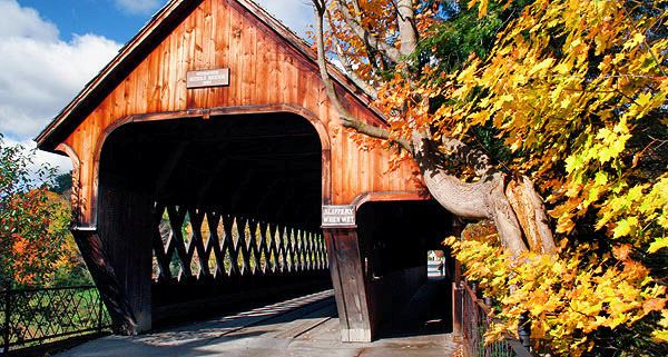 Middle covered bridge, Woodstock, Vermont, New England